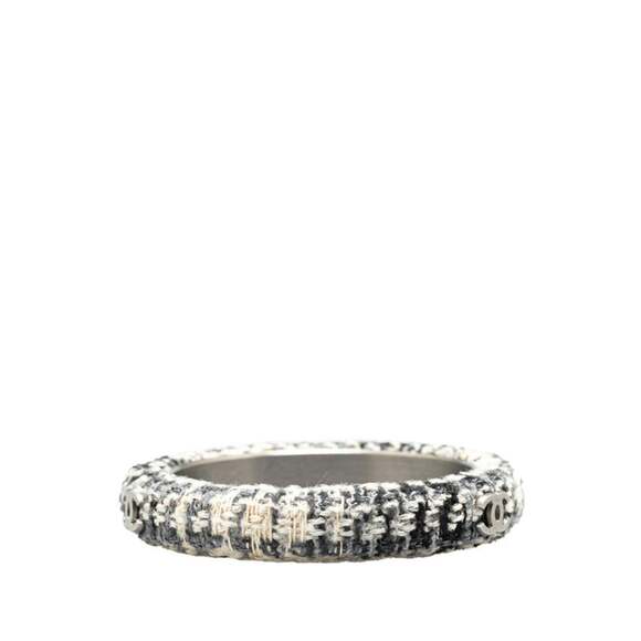 CHANEL Authentic Black Logo Bracelet